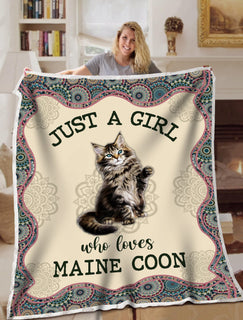 Maine Coon Cat Just A Girl Mandala Blanket Throws - Soft Lightweight Blanket Suitable For All Season