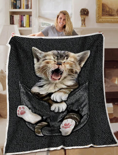 Maine Coon Cat Kitten Blanket Pocket Farbic Blanket Throws - Soft Lightweight Blanket Suitable For All Season