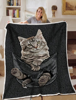 Maine Coon Cat Blanket Pocket Fabric Blanket Throws - Soft Lightweight Blanket Suitable For All Season