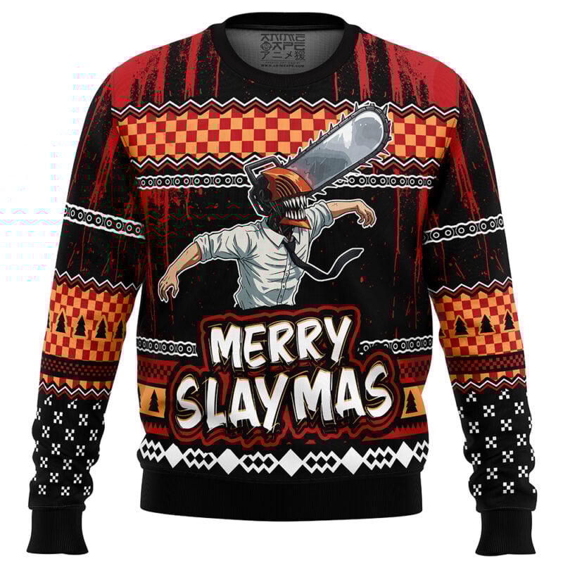 Merry Slaymas Denji Chainsaw Man Ugly Christmas Sweater