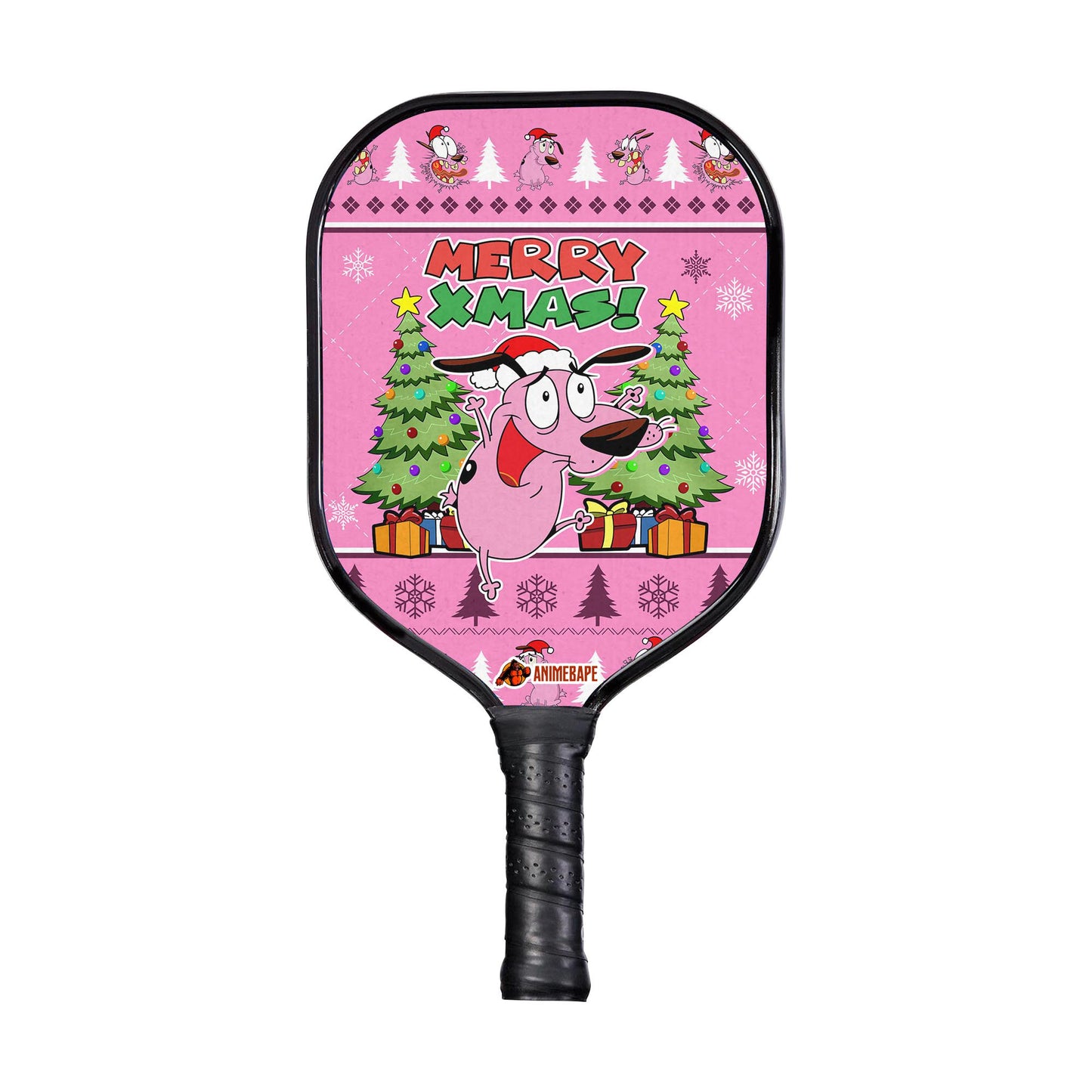 Custom Merry Xmas Courage The Cowardly Dog Pickleball Paddle