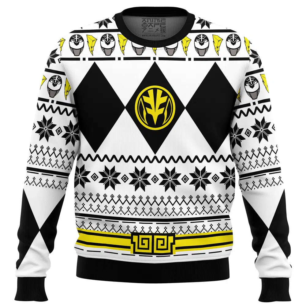 Mighty Morphin White Ranger Power Rangers Ugly Christmas Sweater