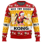 Nice Try Diddy Kong Meme Donkey Kong Ugly Christmas Sweater