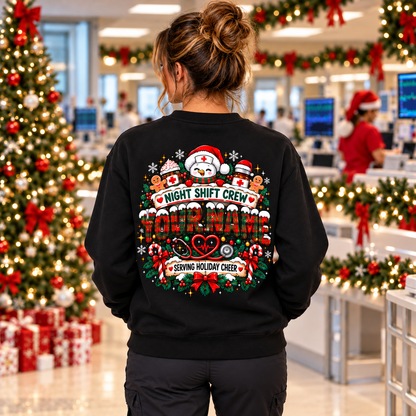 Christmas Nurse Sweatshirt Silent Night Shift Crew Custom Name Holiday Gift