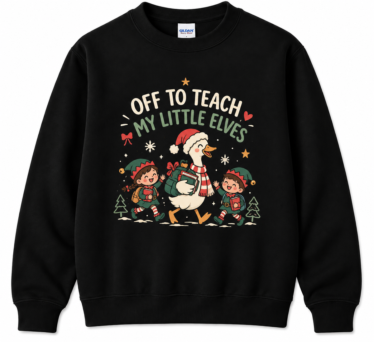 Personalized Custom Off To Teach My Little Elves Goose Teacher Christmas Sweatshirt