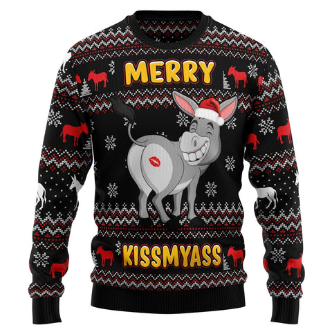 Donkeys Merry Kissmyass Ugly Christmas Sweater For Men & Women Christmas Gift Sweater US3184