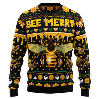 Bee Merry Ugly Christmas Sweater For Men & Women Christmas Gift Sweater US2394