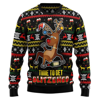 Time To Get Blitzened Ugly Christmas Sweater For Men & Women Christmas Gift Sweater US3304