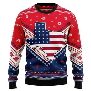 Texas USA Flag Ugly Christmas Sweater For Men & Women Christmas Gift Sweater US3333