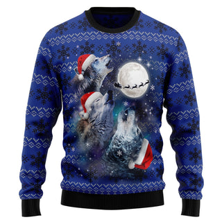 Wolf Moon Ugly Christmas Sweater For Men & Women Christmas Gift Sweater US3177