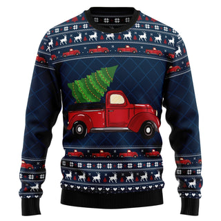 Vintage Red Truck Ugly Christmas Sweater For Men & Women Christmas Gift Sweater US2458