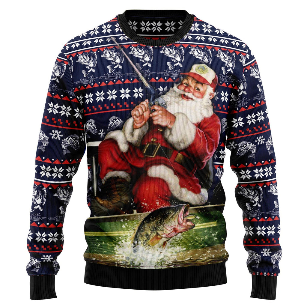 Santa Fishing Ugly Christmas Sweater For Men & Women Christmas
