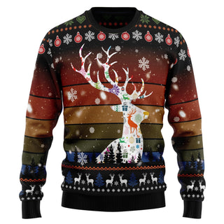 Vintage Background Awesome Deer Ugly Christmas Sweater For Men & Women Christmas Gift Sweater US3552