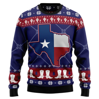 Texas Map Symbols Pattern Ugly Christmas Sweater For Men & Women Christmas Gift Sweater US3558