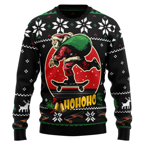 Santa Claus Skateboard Ugly Christmas Sweater For Men & Women Christmas Gift Sweater US2397