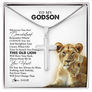Personalized To My Godson Necklace From Godmother Whenever You Fell Overwhelmed Lion Godson Birthday Graduation Christmas Customized Gift Box Message Card