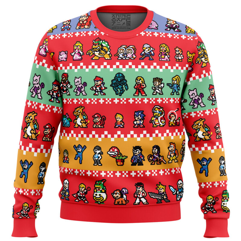 Pixel Smash Super Smash Bros Ugly Christmas Sweater