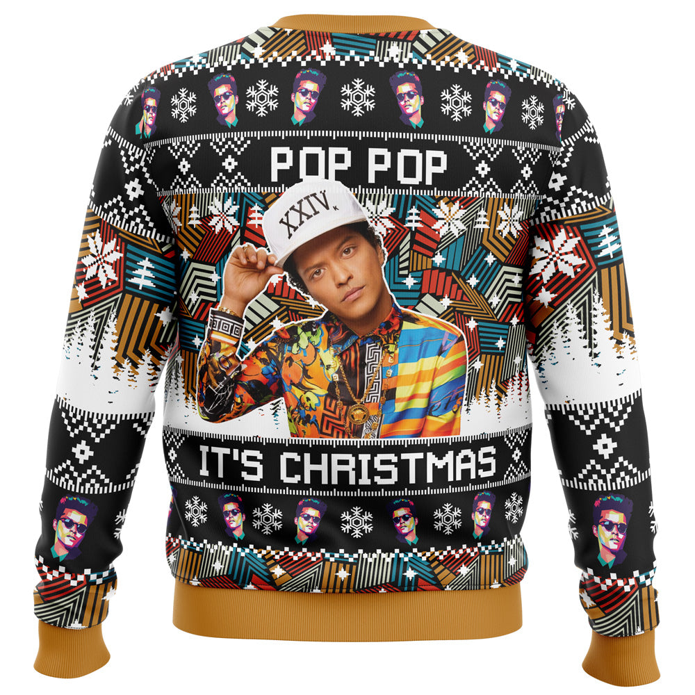 Pop Pop It's Christmas Bruno Mars Ugly Christmas Sweater