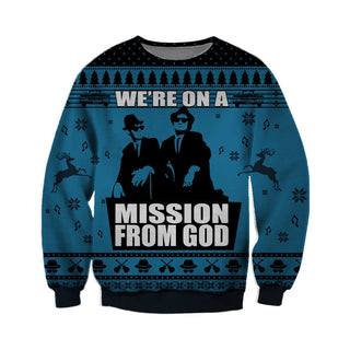 We're On A Mission From God Ugly Christmas Sweater For Men & Women Christmas Gift Sweater CEE011