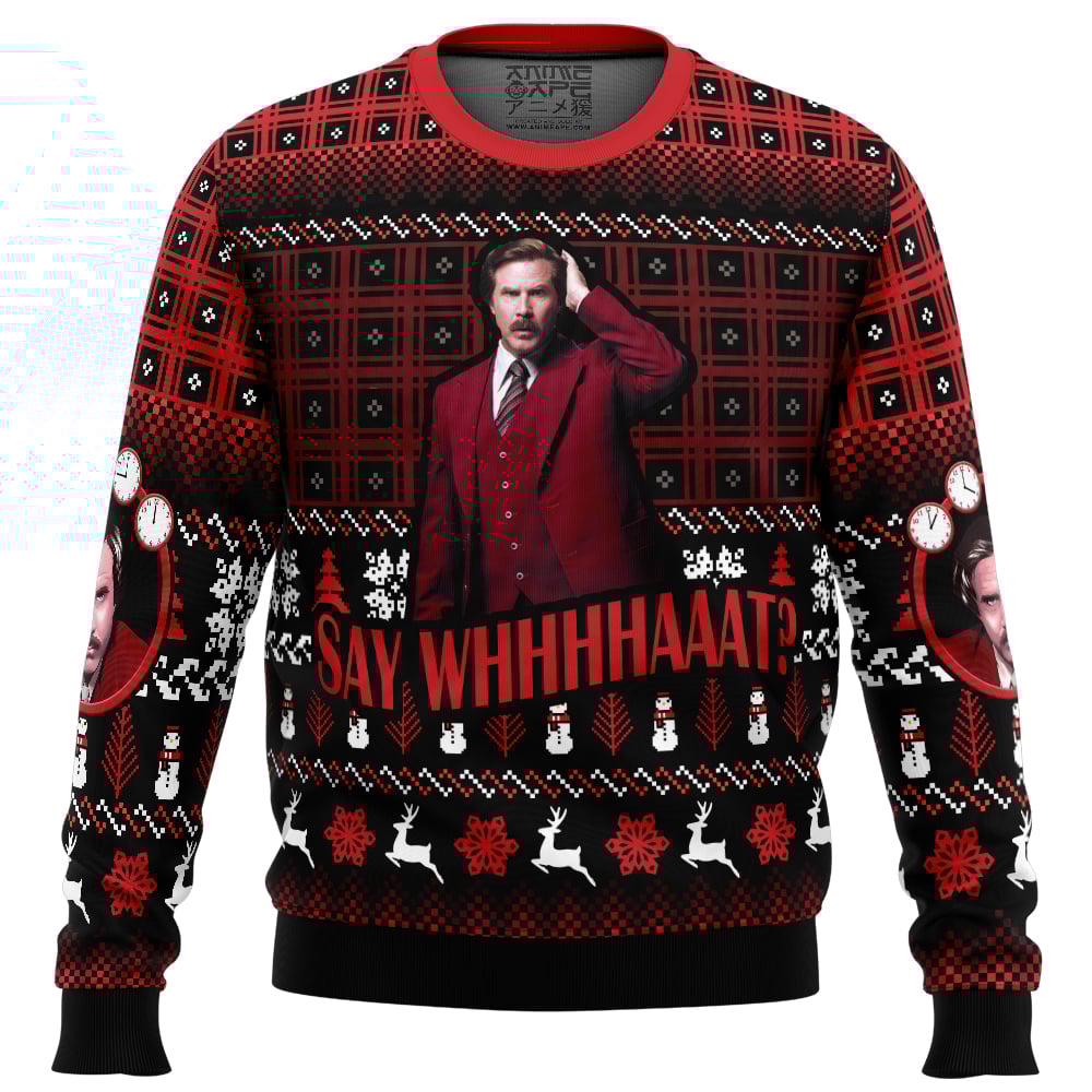 Say Whhhhaaat Anchorman Ugly Christmas Sweater