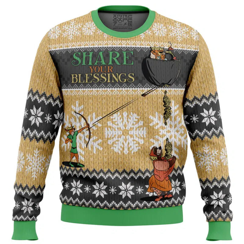 Share Your Blessings Robin Hood Ugly Christmas Sweater