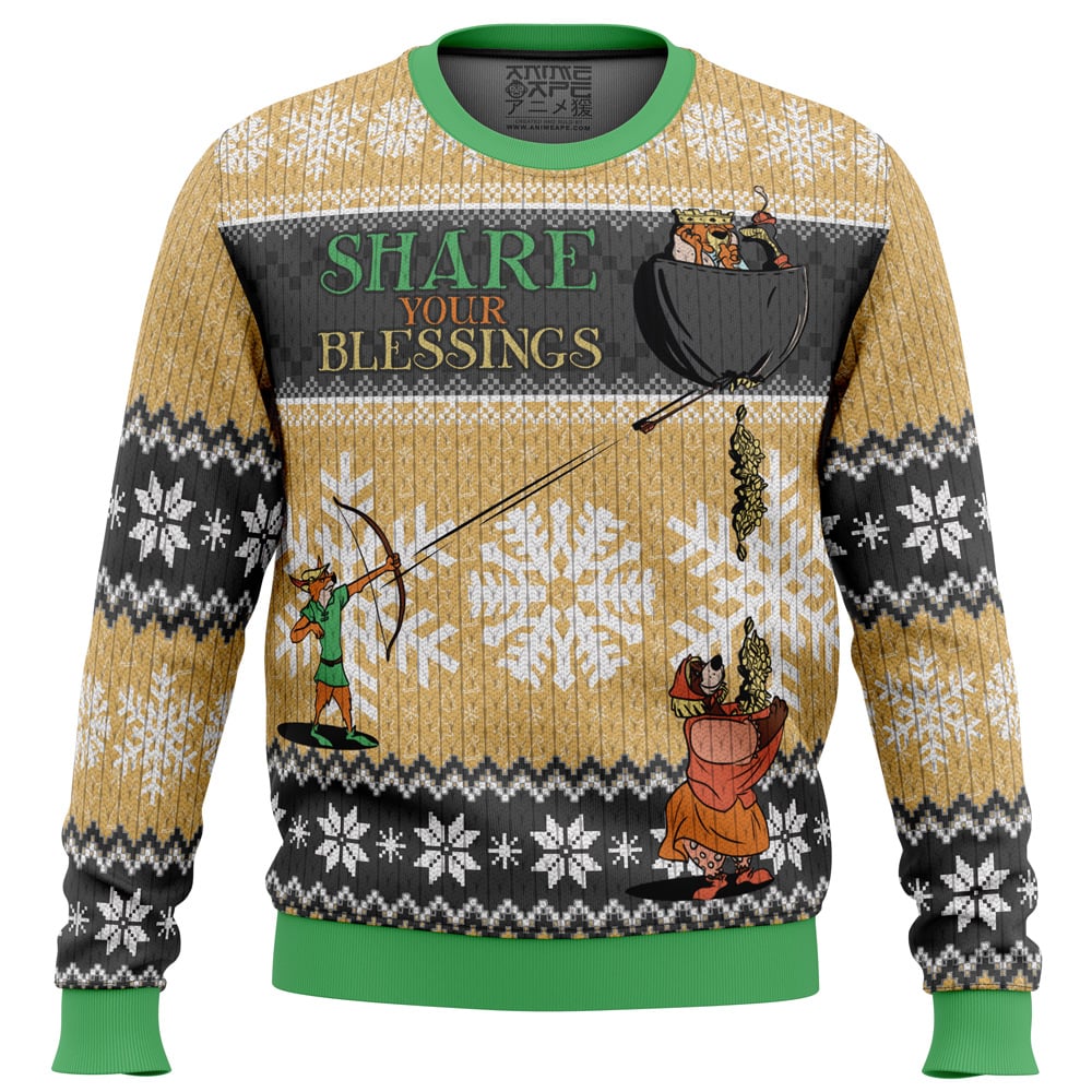 Share Your Blessings Robin Hood Ugly Christmas Sweater