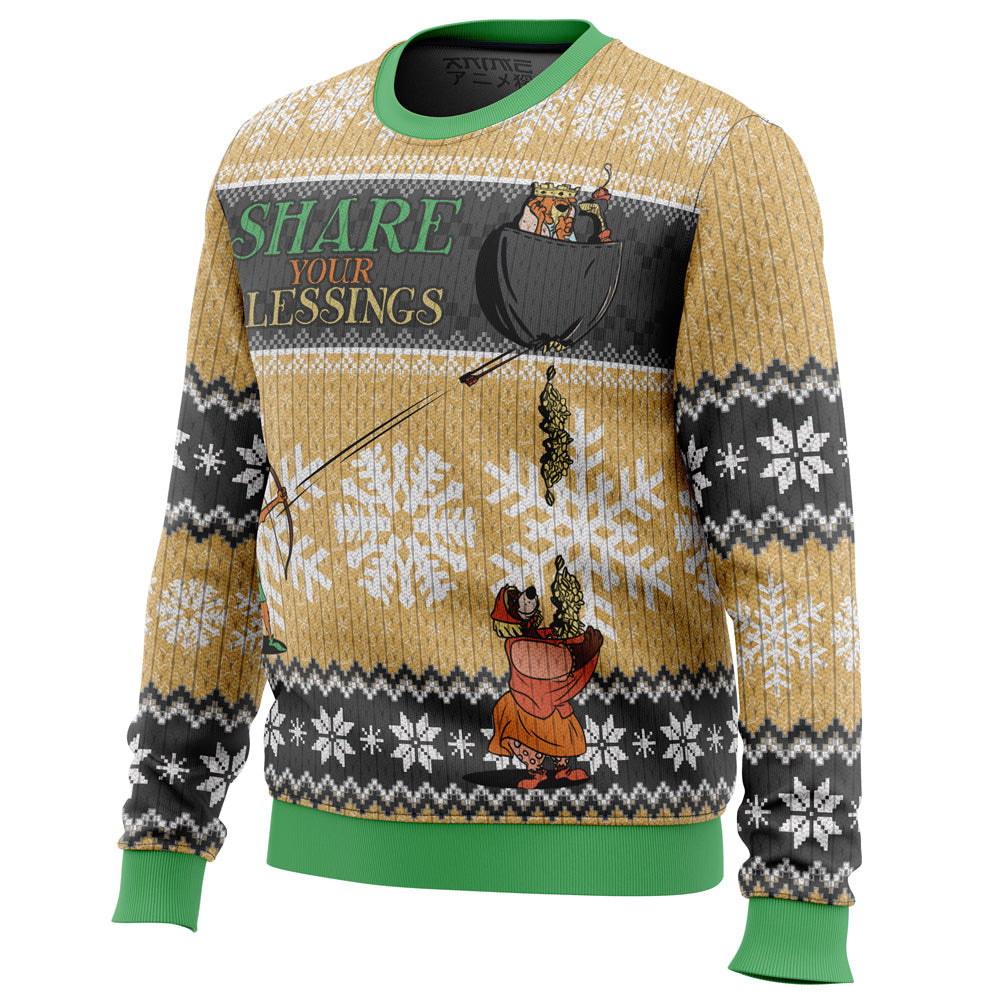 Share Your Blessings Robin Hood Ugly Christmas Sweater