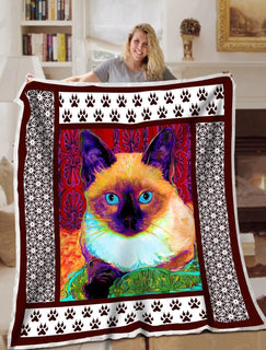 Siamese Cat Blanket Art Color Draw Blanket Throws - Soft Lightweight Blanket Suitable For All Season