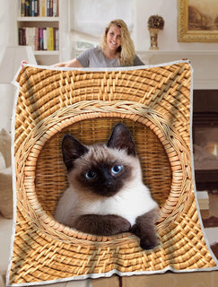 Siamese Cat Blanket Bamboo Wave Laundry Blanket Throws - Soft Lightweight Blanket Suitable For All Season