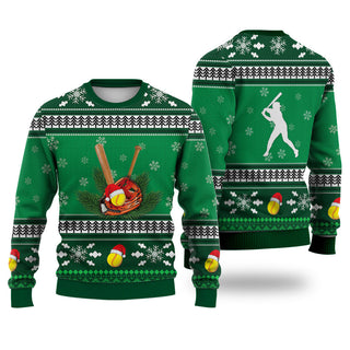 Softball Pattern Falling Snowflakes Sweater Christmas Knitted Print Sweatshirt - Best Gift For Christmas, Noel