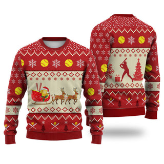 Softball Reindeer Christmas Sweater Christmas Knitted Print Sweatshirt - Best Gift For Christmas, Noel