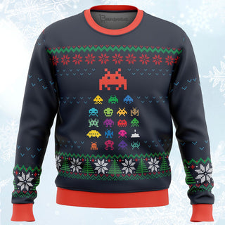 Space Invaders Ugly Christmas Sweater For Men & Women Christmas Gift Sweater PT351