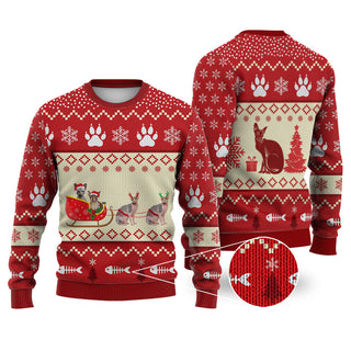 Sphynx Cat Reindeer Christmas Sweater Christmas Knitted Print Sweatshirt - Best Gift For Christmas, Noel