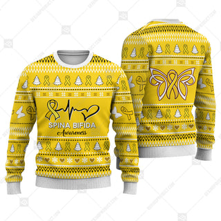 Spina Bifida Awareness Sweater Ugly Xmas Symbol Sweater Christmas Knitted Print Sweatshirt - Best Gift For Christmas, Noel