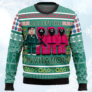 Squid Game Invitation Ugly Christmas Sweater For Men & Women Christmas Gift Sweater BH529