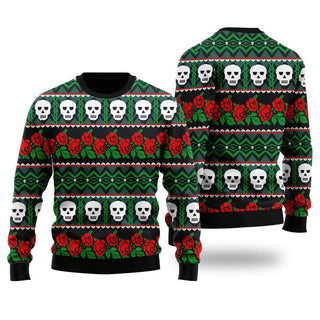 Stitch Style Mexican Skull Roses Pattern Ugly Christmas Sweater For Men & Women Christmas Gift Sweater US1572