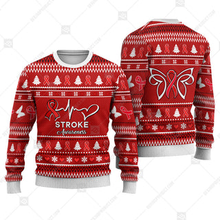 Stroke Awareness Sweater Ugly Xmas Symbol Sweater Christmas Knitted Print Sweatshirt - Best Gift For Christmas, Noel