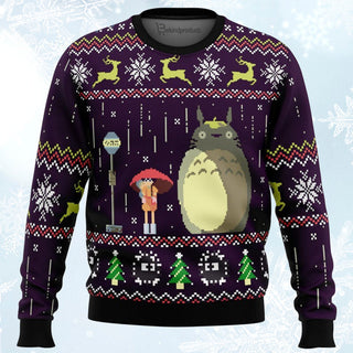 Studio Ghibli Totoro Rain Miyazaki Ugly Christmas Sweater For Men & Women Christmas Gift Sweater BH084