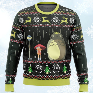 Totoro Rain  Ugly Christmas Sweater For Men & Women Christmas Gift Sweater PT114