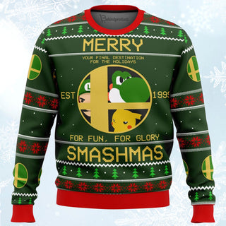 Super Smash Bros Merry Smashmas Ugly Christmas Sweater For Men & Women Christmas Gift Sweater BH165