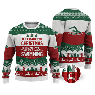 Swimming All I Want For Christmas Sweater Christmas Knitted Print Sweatshirt - Best Gift For Christmas, Noel - Christmas Signature