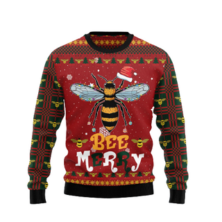 Bee Merry Ugly Christmas Sweater For Men & Women Christmas Gift Sweater US1503