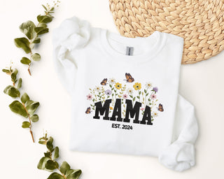 Flower MAMA Embroidered Shirt, Mother's Day Sweatshirt, Mom Sweatshirt