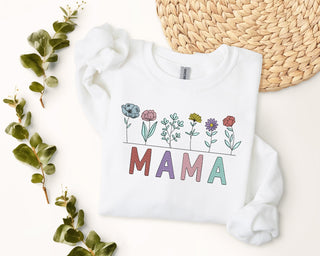 Cute Flower MAMA Embroidered Shirt, Mother's Day Sweatshirt, Mom Sweatshirt