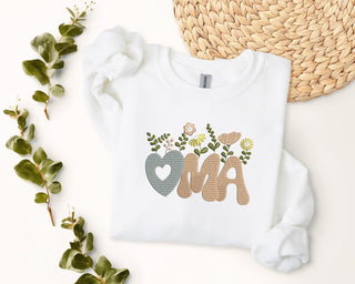 Oma Flowers Embroidered Shirt, Mother's Day Sweatshirt, Mom Sweatshirt