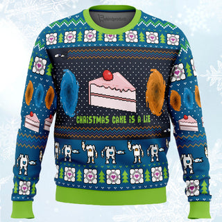 The Christmas Cake Is A Lie Ugly Christmas Sweater For Men & Women Christmas Gift Sweater PT502