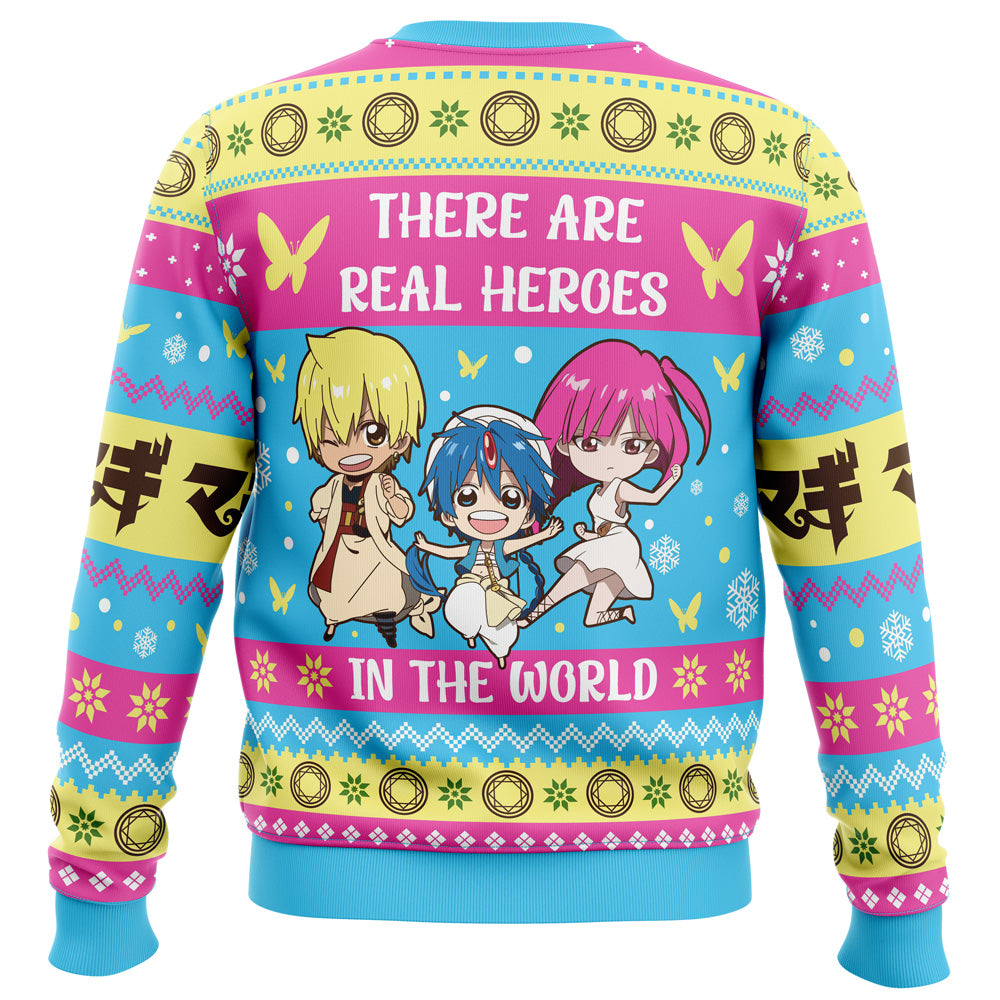 There Are Real Heroes Magi The Labyrinth of Magic Ugly Christmas Sweater