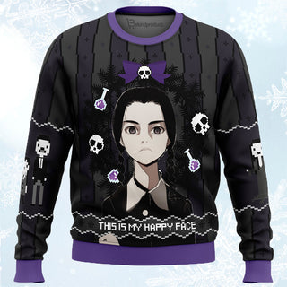 This is my Happy Face Wednesday Addams Ugly Christmas Sweater For Men & Women Christmas Gift Sweater PT818