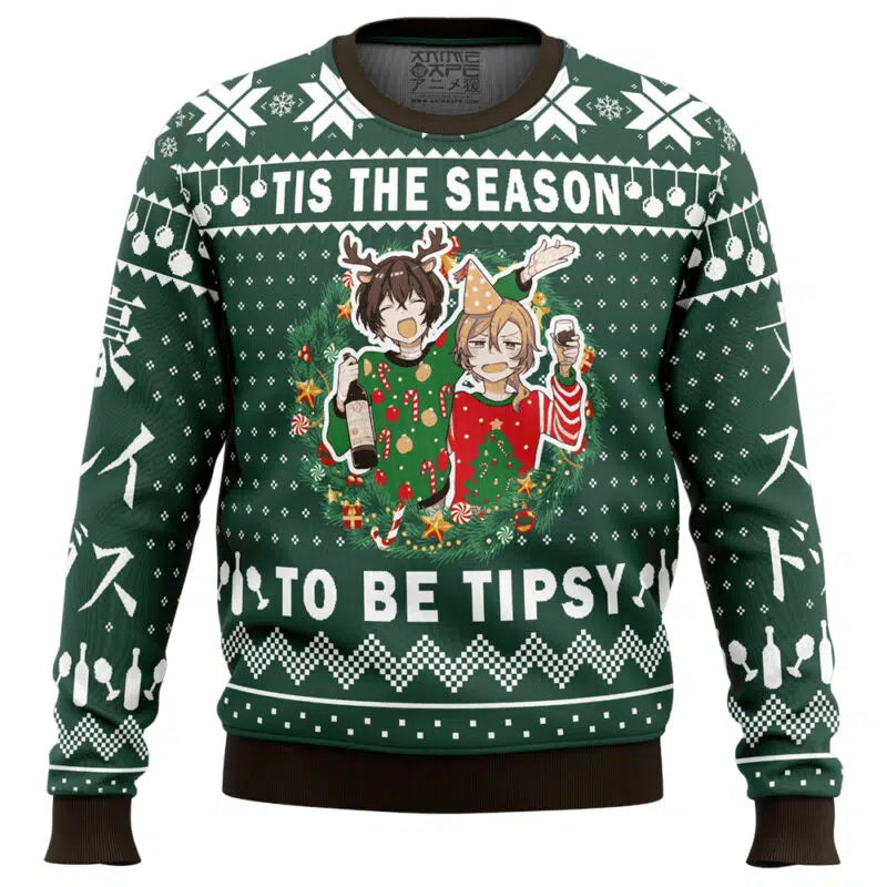 Tis The Season To Be Tipsy Bungo Stray Dogs Ugly Christmas Sweater