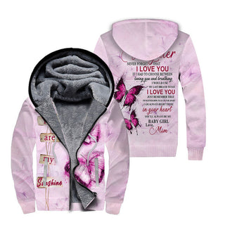 To My Daughter You Are My Sunshine Butterfly Fleece Zip Hoodie All Over Print For Men & Women FZH1232